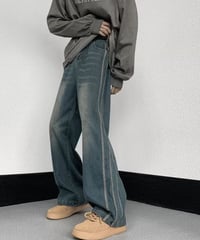 サイドライン・ワイドデニムパンツ