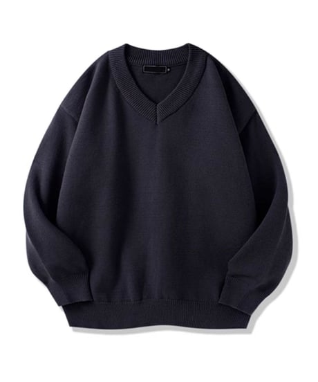 オーバーサイズ Vネックルーズニット / 2color