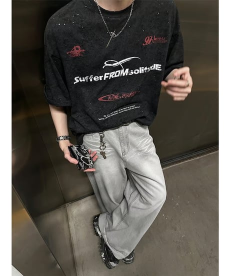 ペイント レトロプリントTシャツ