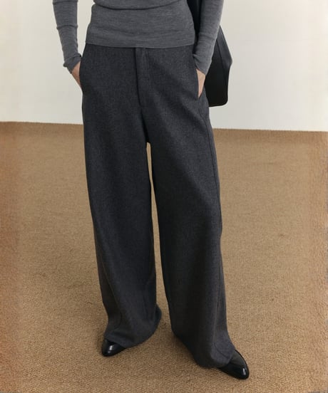 ウールブレンド センタープレス ワイドスラックス