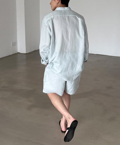 リネンブレンドルーズシャツ＆ハーフパンツセットアップ / 2color