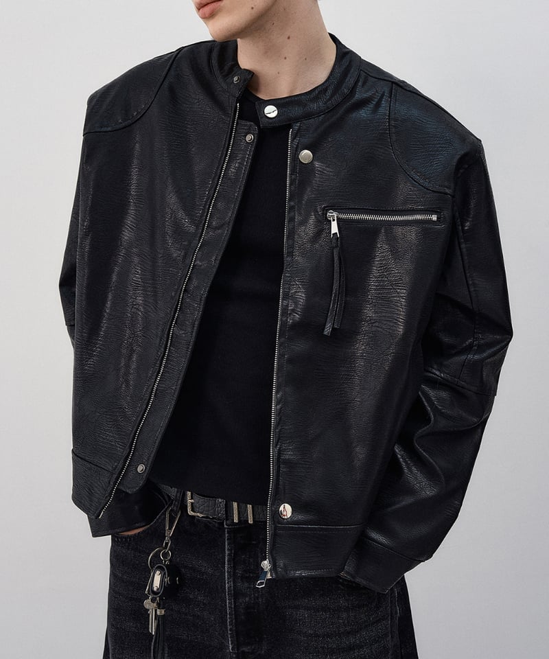 スタンドカラー レザージャケット | ness.