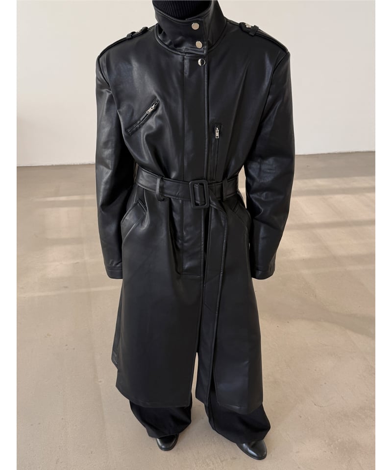 CoSTUME NATIONAL✨レザーコート　スタンドカラー　ジップ　ロング丈 CoSTUME NATIONAL✨レザーコート スタンドカラー ジップ ロング丈