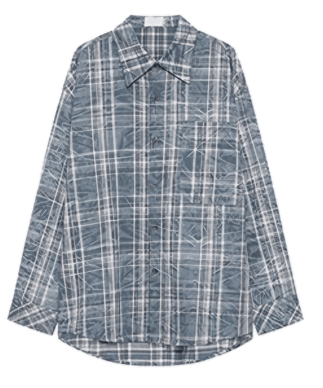 ウォッシュドブルー オーバーサイズチェックシャツ L/S S/S