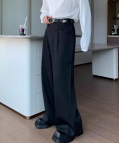 スクエアトゥ厚底レザーシューズ