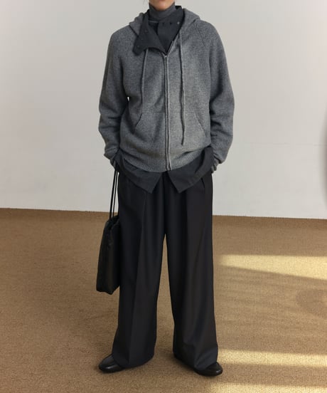 ウールブレンド ジップアップフーディー
