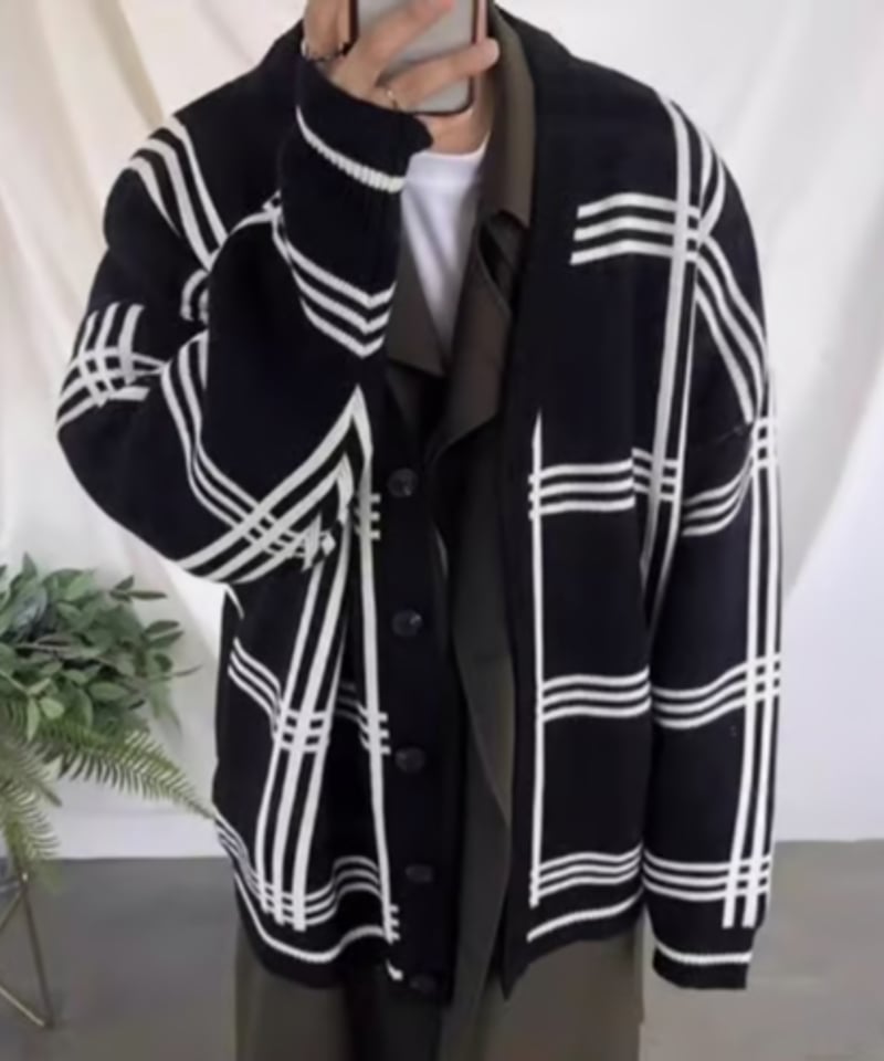 再入荷】チェックパターン オーバーサイズカーディガン / 3color