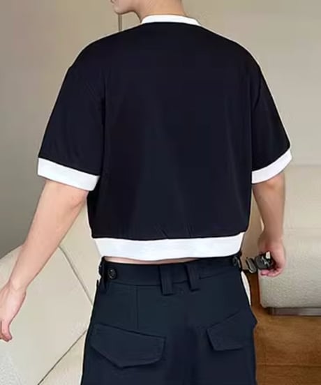 コントラスト ポケットデザインTシャツ / 2color