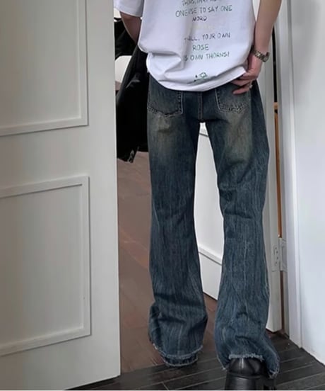 ヴィンテージ加工 フレア デニムパンツ