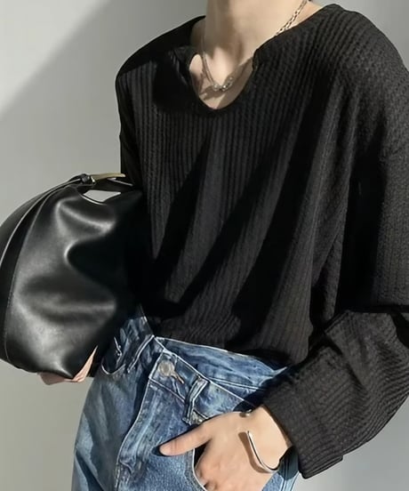 ロングワッフル サーマルカットソー /3color