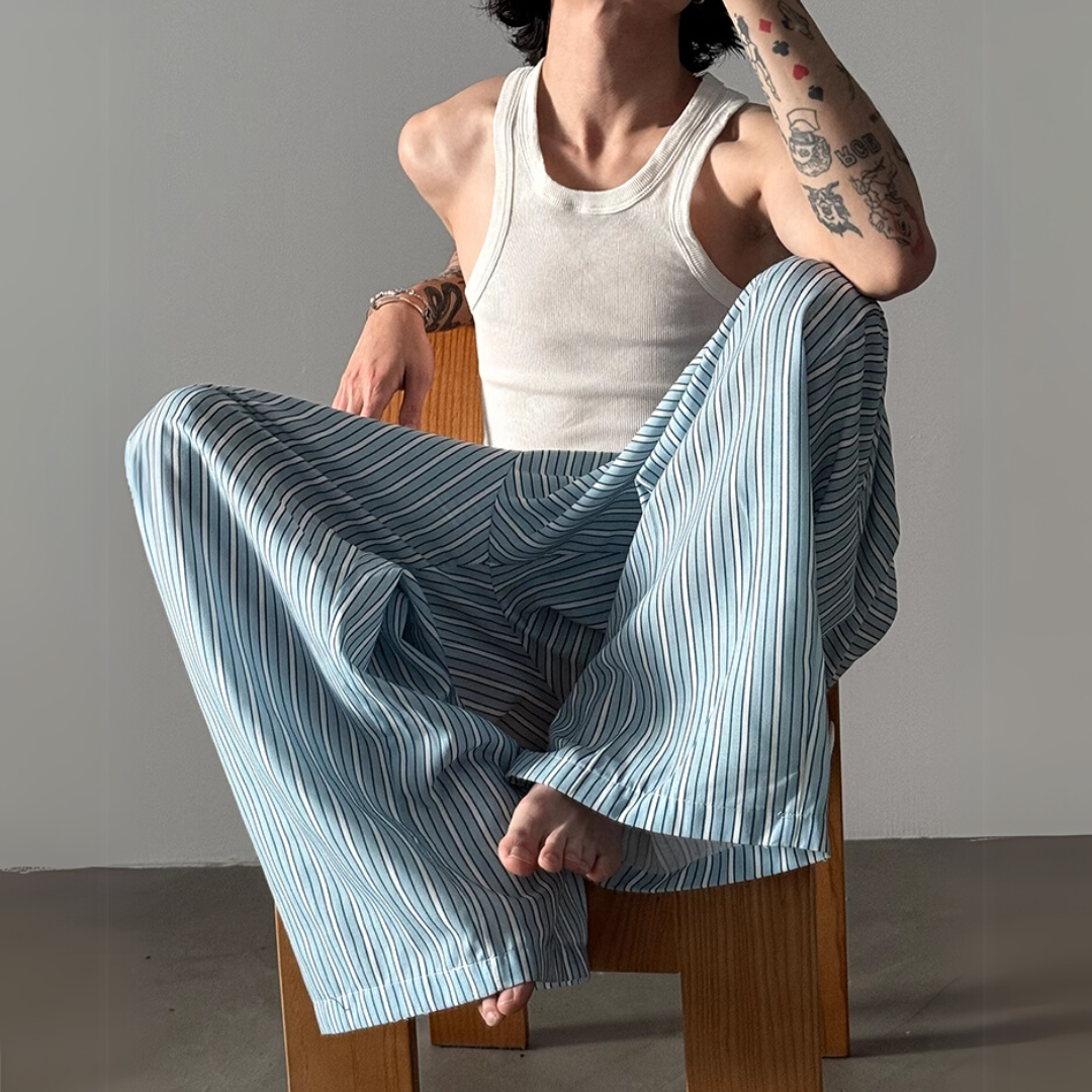 ストライプサテン リラックスワイドパンツ | ness. ストライプサテン リラックスワイドパンツ | ness.