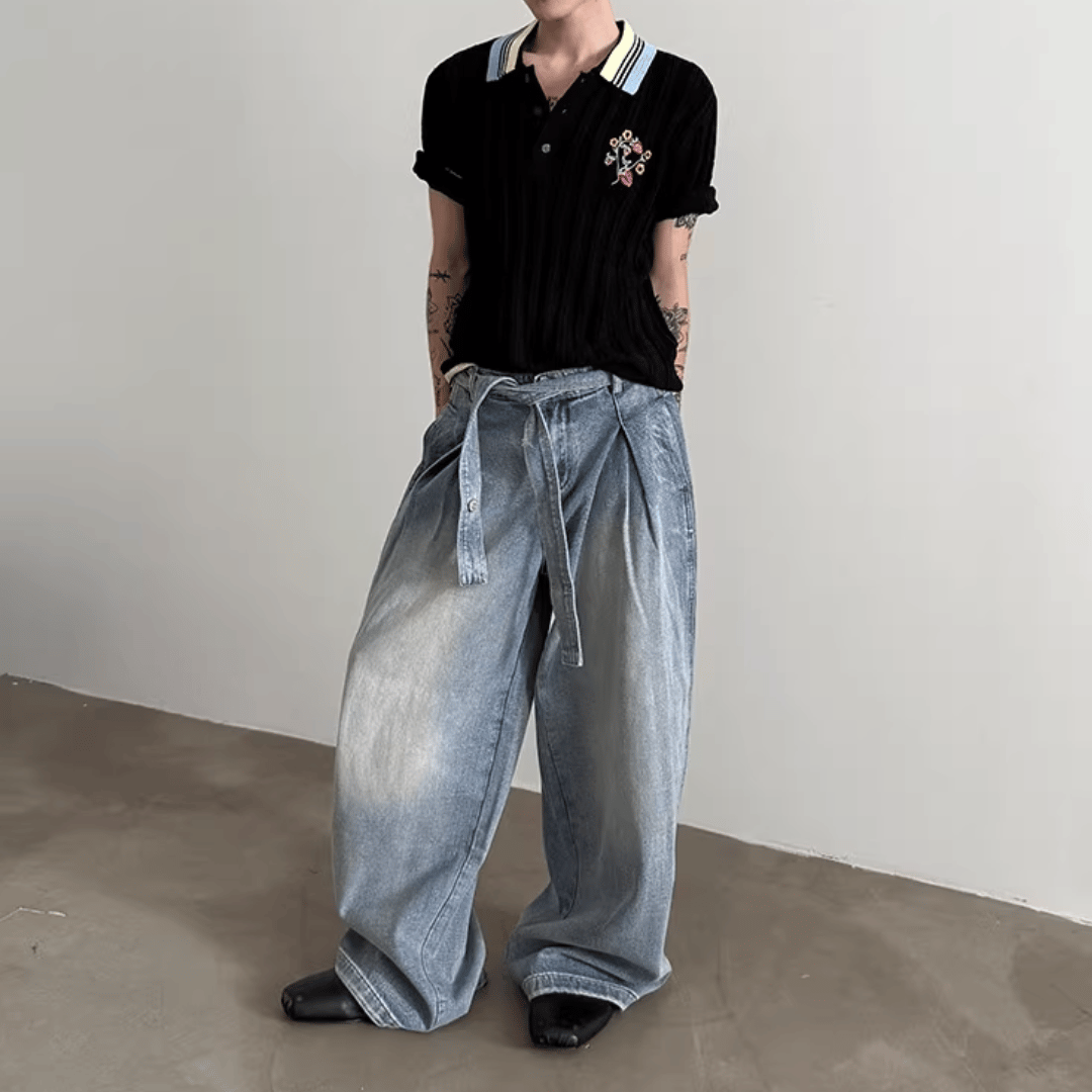 ウォッシュワイド タックデニムパンツ | ness.