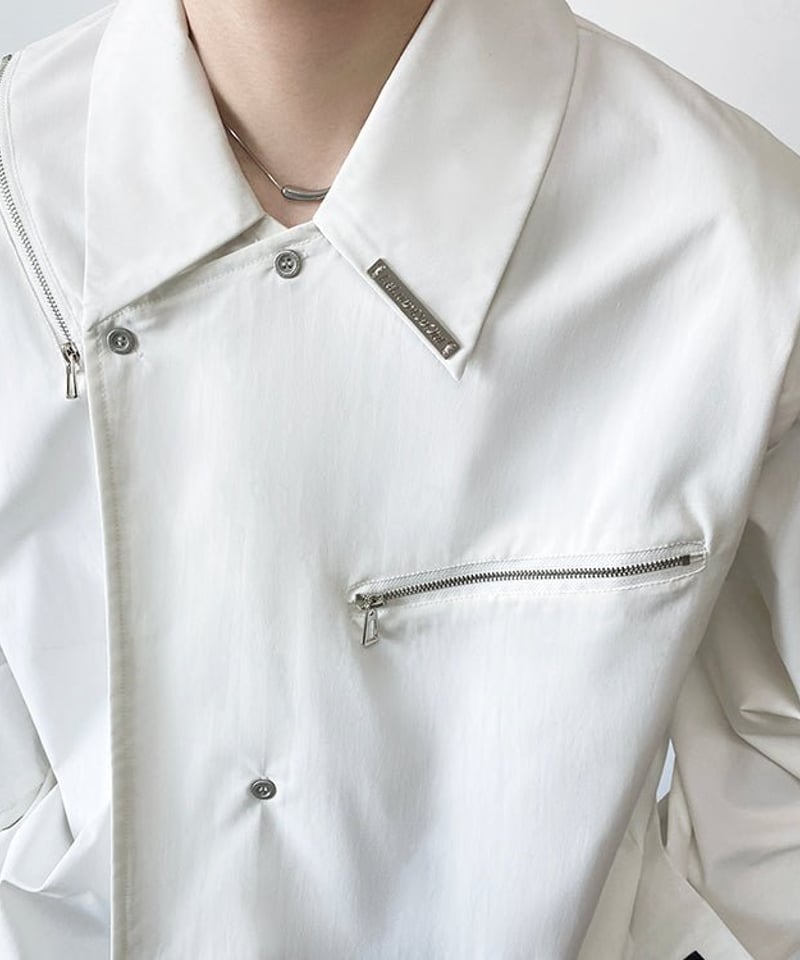 アシンメトリー ダブルジップ ジャケット アイボリー サイズ6 ジップアシンメトリー ジャケット / 2color | ness.