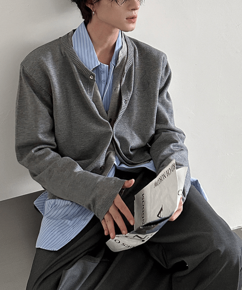 フェイク2ピース ロングスリーブカーディガン / 2colors | ness.