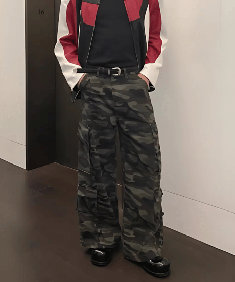 カモフラージュ ワイドカーゴパンツ