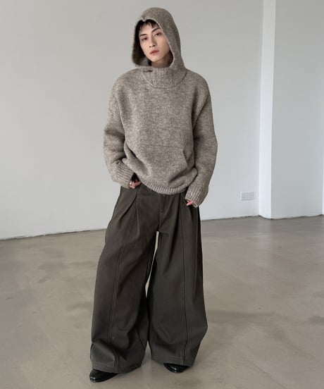 ウールブレンド フーデッドニットプルオーバー / 2colors