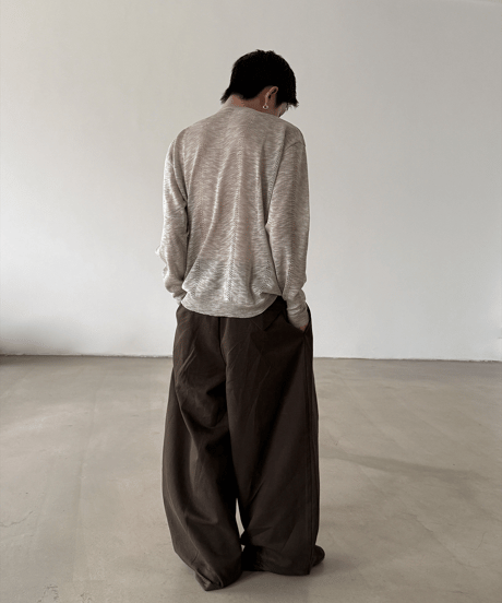 ヘンリーネック ルーズ メッシュ ニット セーター / 2color