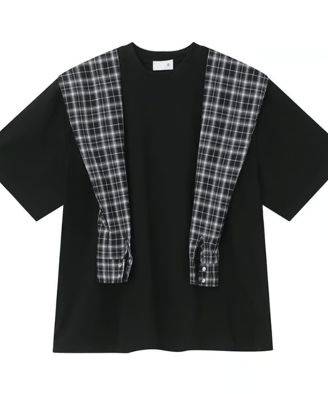 フェイク チェックシャツTEE / 2color