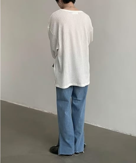 ロングワッフル サーマルカットソー /3color
