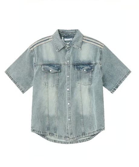 ショルダーライン 半袖 デニムシャツ / shirt only