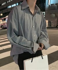 ワイドシルエット ストライプシャツ