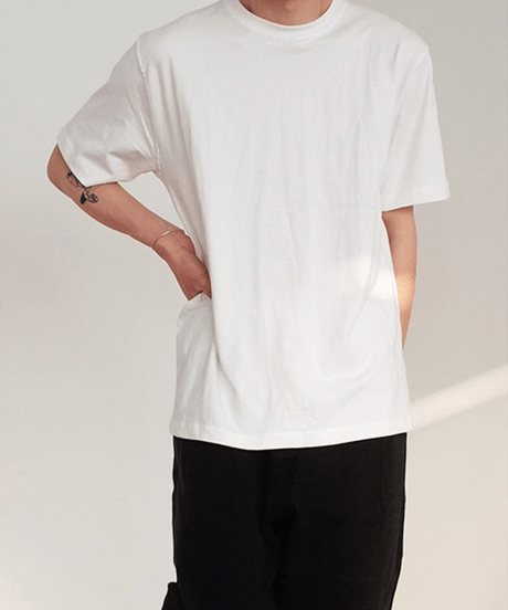 ベーシック クルーネック コットン 半袖 Tシャツ / 2color