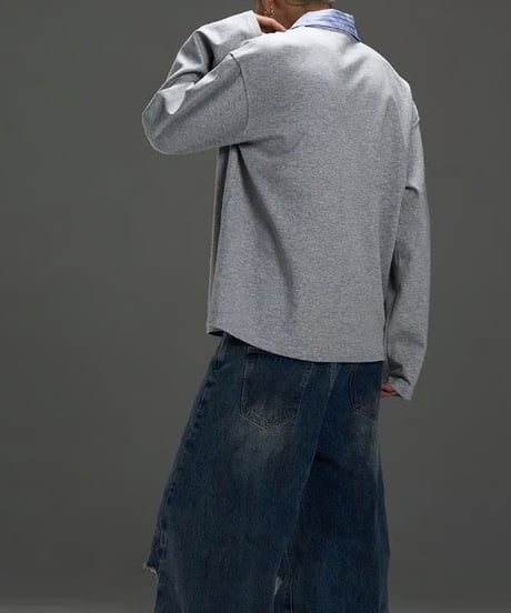 レイヤードデザイン ストライプポロシャツ