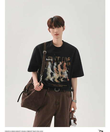 オーバーサイズ グラフィックプリント 半袖 Tシャツ  / 4color