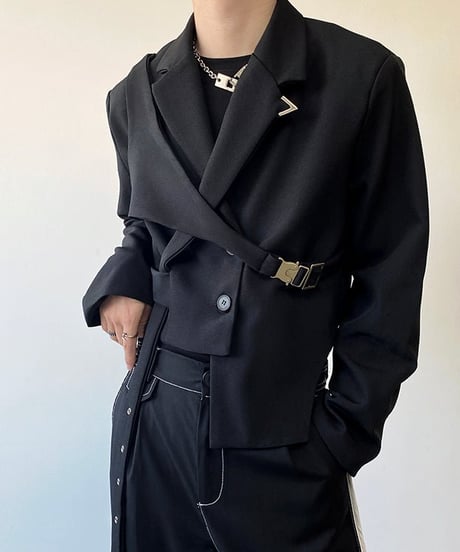 アシンメトリー ベルトデザインジャケット