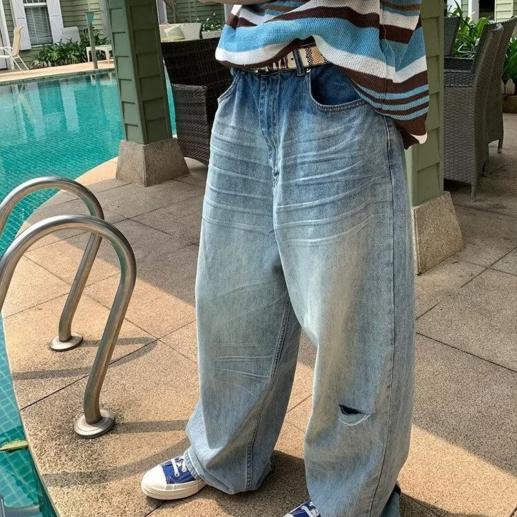 ワイドデニムパンツ ヴィンテージ風 バギー ウォッシュ加工 在庫限り】ヴィンテージウォッシュ ワイドバギーデニム | ness.