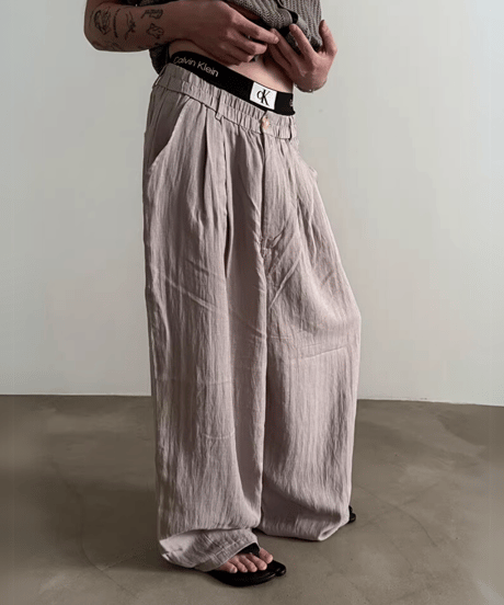 リネンワイドシルエットパンツ / 2color