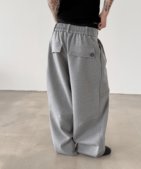 アシメデザインタックワイドストレートスラックス / 2color
