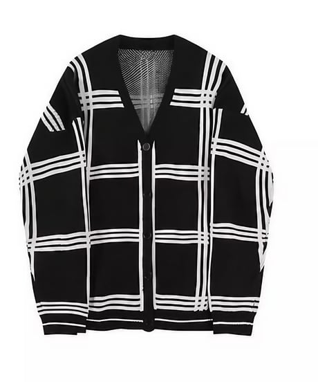 【再入荷】チェックパターン オーバーサイズカーディガン / 3color