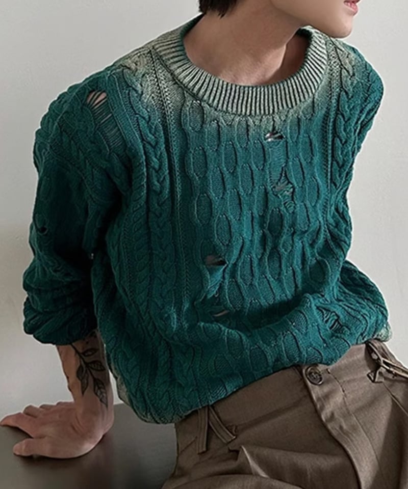 グラデーション ダメージニット / 2color | ness.