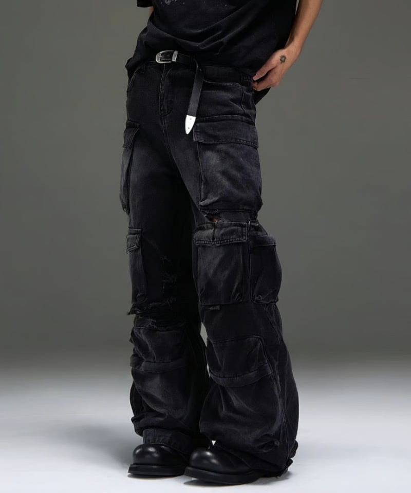 nagonstans☆赤ステッチ☆タック入り☆ハイウエスト☆カーヴィデニムパンツ GYDA ジーンズ デニム デニムパンツ ハイウエストGG Stitch