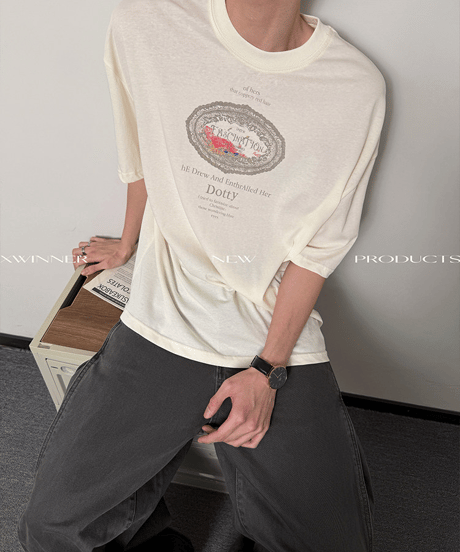 グラフィック プリント ルーズ 半袖Tシャツ / 2color