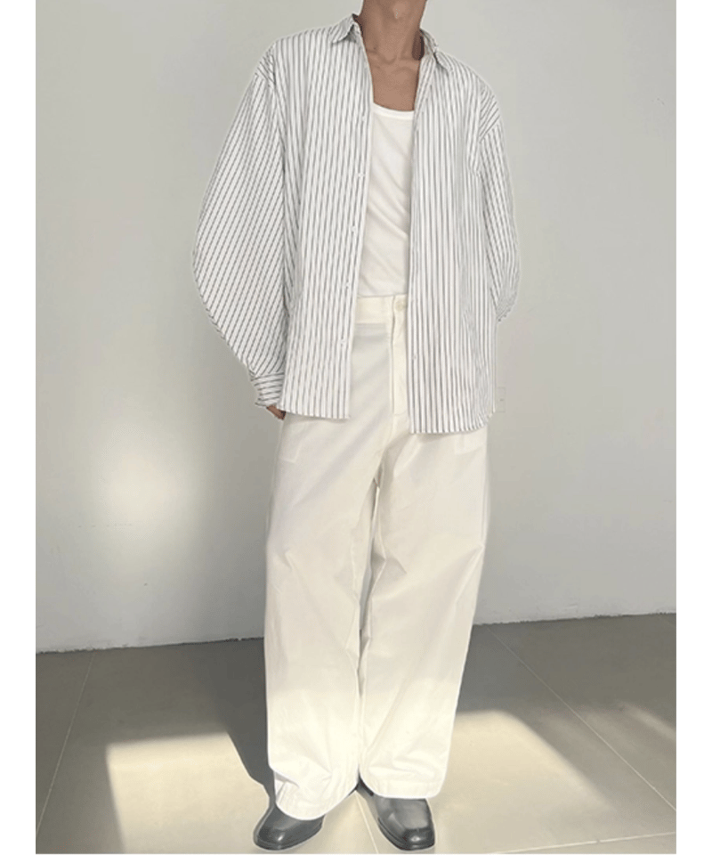 ISSEY MIYAKE ストライプ柄オーバーサイズシャツ ストライプデザイン オーバーサイズシャツ / 2colors | ness.