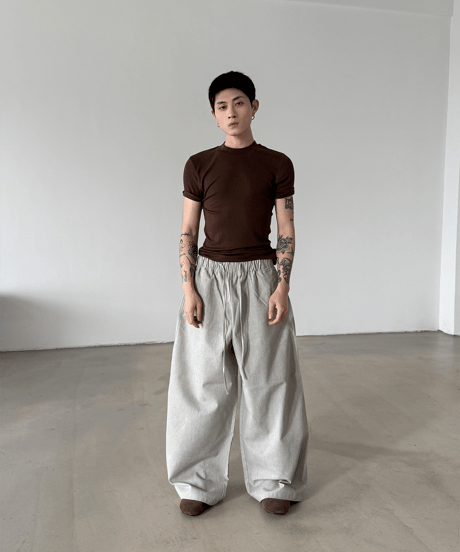 ウールブレンドタイトフィットハーフスリーブTシャツ / 3color