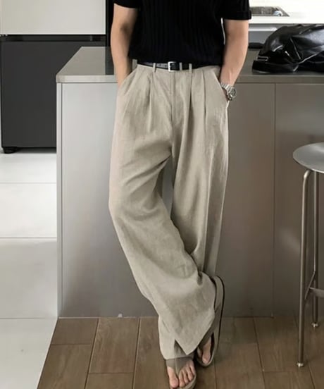 リラックスリネン ワイドパンツ
