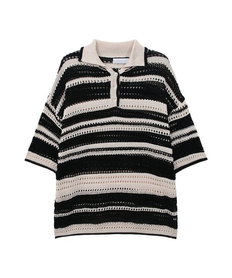 マルチボーダー メッシュポロシャツ / 5color