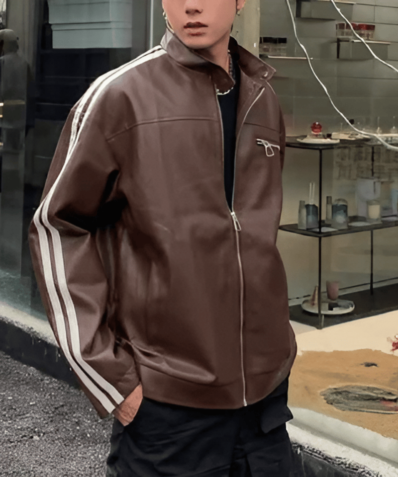 c-boy style(vol.1189)ストリートコーデ レザージャケット Saturday【2024 秋冬コレクション】キッズ 120-170cm 男の子 PU