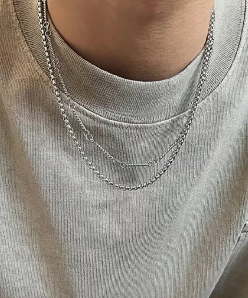 レイヤードシルバー チェーンネックレス | ness.