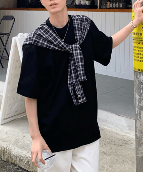 フェイク チェックシャツTEE / 2color