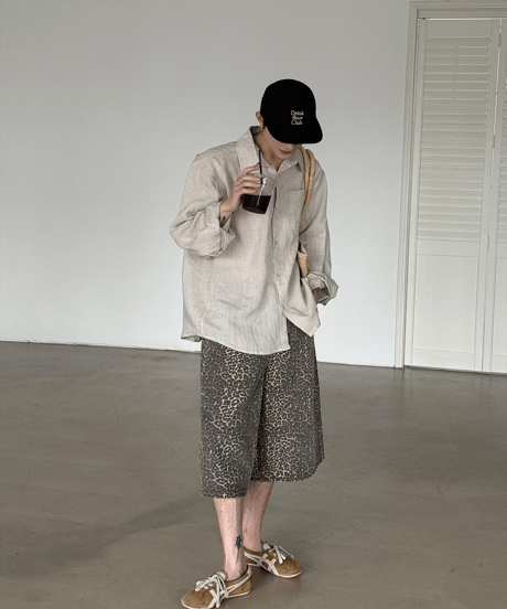 レオパード デニムハーフパンツ