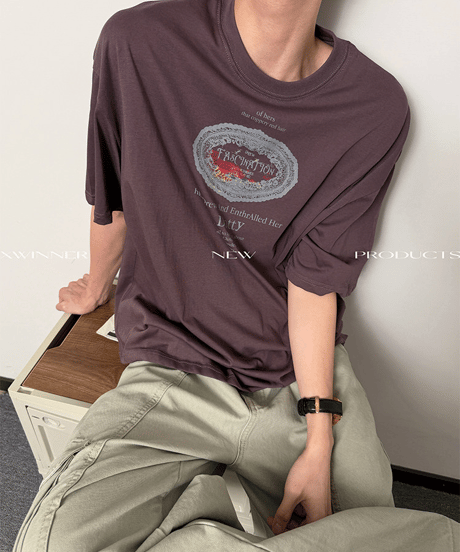 グラフィック プリント ルーズ 半袖Tシャツ / 2color