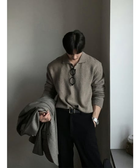 クラシックニットポロセーター / 4color