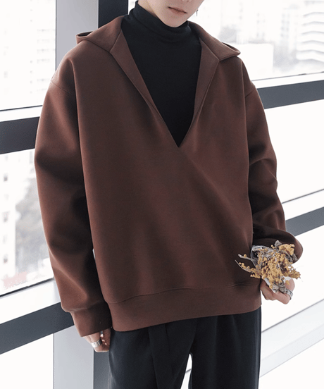 フェイクレイヤード Vネックフーディー