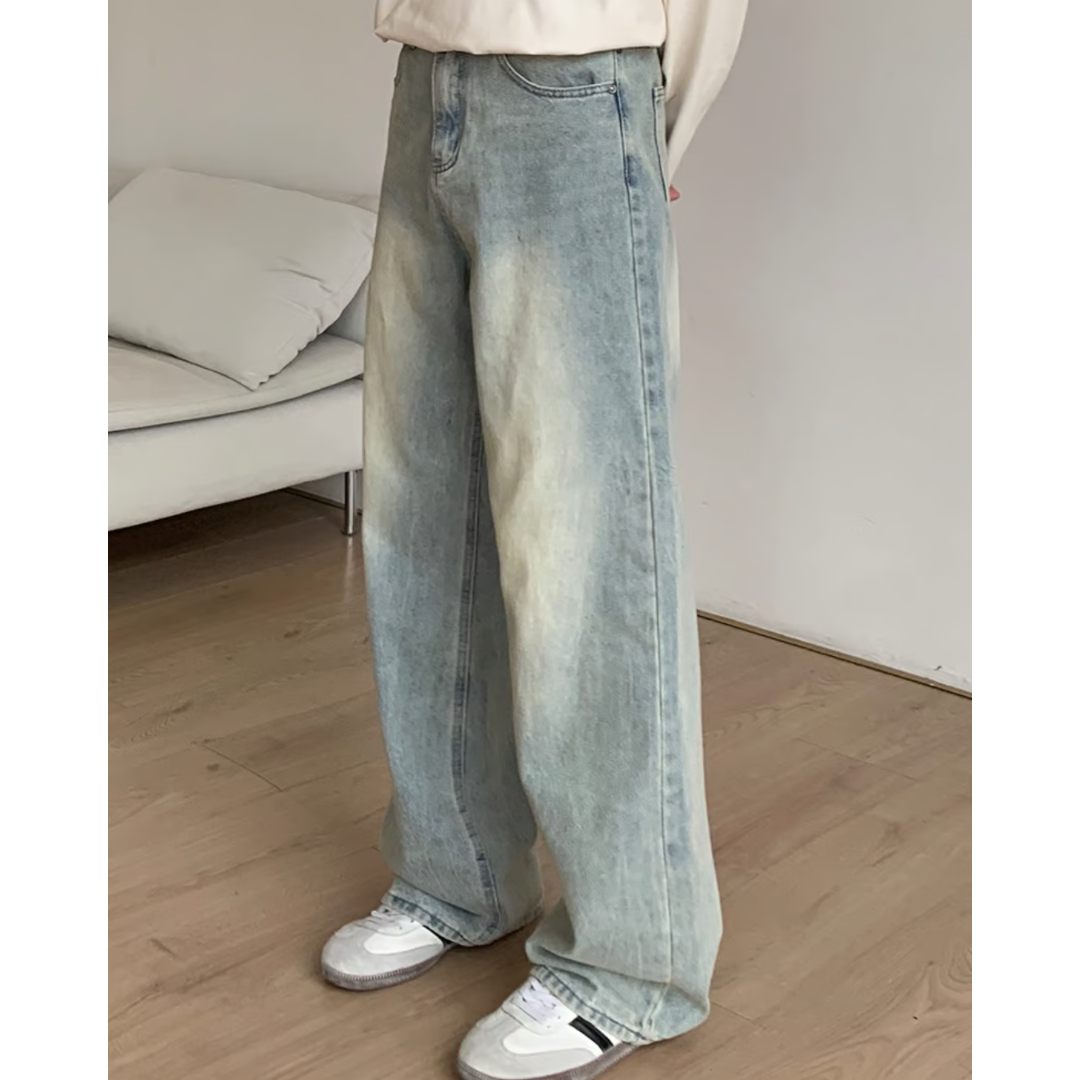 ウォッシュド フレア デニム グラデーション 韓国 メンズ cr7992 ウォッシュド加工 フレアブルーデニム | ness.