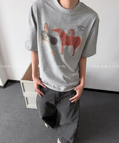 レトロアートグラフィック ルーズ半袖Tシャツ / 3color