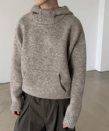 ウールブレンド フーデッドニットプルオーバー / 2colors